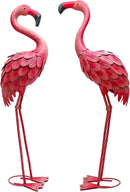 YOUKI Metal Yard Art Flamingo Decor Pink Flamingos for Yard Garden Statues Red Flamingo Yard Art Outdoor Sculptures for Outside Home Patio Lawn Ornaments Backyard Decor, Set of 2 by CozyNest Decor