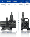 Outdoor 3000gph-155W 32.8FT Pond Water-fall & Kio Fish Fountain-s &Garden Pump Submersible IPX8: Long 32.8FT Cord Smart-er & Quieter Duck & Yard Ponds Pumps, 1 Barrier Pump Bag by GreenHaven Gardens