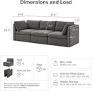 mopio Oversized Modular Sectional Sofa with Fully Removable Covers and Storage, Convertible U, L-Shaped and Sleeper Sectional, Modern Couches with Ottoman Chaise (Stone Gray Fabric, 3 Seater) by CozyNest Decor