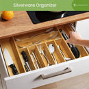Bamboo Drawer Organizer, 2 Pack - Expandable Silverware Organizer & Utensil Drawer Organizer, Cutlery Tray with Dividers, 7-9 Slots - Premium Kitchen Organizer for Utensils & Flatware (Natural) by CozyNest Decor