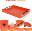 Ottoman With Handle for Living Room - Set of 4 Natural Wooden Coasters - Rustic Serving Tray for Coffee Table - Kitchen Decorative Tray With Handles (Orange) by CozyNest Decor