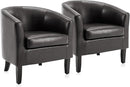 BELLEZE Accent Barrel Chair Set of 2, Linen Round Chair Club Tub Sofa Corner Chair with Flared Legs and Cozy Soft Padding for Living Room Bedroom Waiting Room - Brown by CozyNest Decor