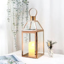 JHY Design Rose Gold Decorative Lanterns 16 inch High Stainless Steel Candle Lanterns with Tempered Glass for Indoor Outdoor Events Parities and Weddings by CozyNest Decor