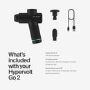Hyperice Hypervolt Go 2 - Black - Featuring Quiet Glide Technology - Handheld Percussion Massage Gun - 3 Speeds, 2 Interchangeable Heads - Helps Relieve Sore Muscles and Stiffness - FSA-HSA Eligible by CozyNest Decor