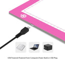 LitEnergy Portable A4 LED Copy Board Light Tracing Box, Pink Ultra-Thin Adjustable USB Power Artcraft LED Trace Light Pad for Tattoo Drawing, Streaming, Sketching, Animation, Stenciling by TinyTreasures Baby Boutique