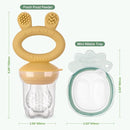 Haakaa Baby Fruit Food Feeder & Mini Freezer Nibble Tray Combo, Breastmilk Popsicle Molds for Baby Cooling Relief, BPA Free Silicone Feeder for Safe Infant Self Feeding, 4 Month+ (Mustard) by TinyTreasures Baby Boutique