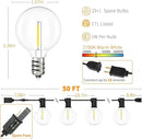 Svater Outdoor String Lights 50 FT, Patio LED Lights Outside with 26pcs Bulbs, Waterproof Shatterproof Hanging Globe Light Connectable for Bistro Cafe Backyard Balcony Warm White by CozyNest Decor
