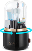 Toothbrush Holders for Bathrooms,Rotating 7-Slot with Cover and Draining Water,Kids Electric Toothbrush Holder and Toothpaste Stand Storage for Bathroom Accessories Counter Organizer Vanity by CozyNest Decor