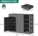 Loomie 5-Tier Shoe Cabinet with 4 Side Cubbies, Farmhouse Shoe Rack Cabinet with 6 Adjustable Shelves & 2 Drawers, Freestanding Shoe Storage Cabinet with 4 Brackets & 2 Hooks for Entryway (Black) by CozyNest Decor
