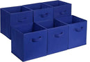 Amazon Basics Cube Organizer Storage Bins Handles, Collapsible Fabric, Pack of 6, 13"x13"x13", Navy by CozyNest Decor