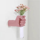 Pink Wall Sculpture,Wall Art Bedoroom,Hand Vase,Funky Flower Vase Decorations,Unique Wall Statue,Home Decor Art by CozyNest Decor