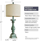 BOBOMOMO 27" Farmhouse Table Lamp Set of 2 with USB A+C for Bedroom Living Room Vintage Rustic Traditional Nightstand Bedside Lamps Retro Side Table Lamps (Green) by CozyNest Decor