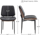 BV Mid Century Modern Dining Chairs Set of 2, Upholstered Pu Leather Accent Chair with Walnut Bentwood Back, Armless Kitchen Chair for Dining Room, Living Room, Kitchen, Black by CozyNest Decor