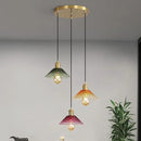 Glass Ceiling Chandelier,3-Light Colorful Hanging Pendant Light,Mid Century Modern Glass Pendant Light Fixture for Dining Room, Hallway, Living Room,Farmhouse,Kitchen Island by CozyNest Decor