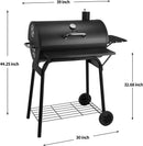Charcoal Grills Outdoor BBQ Grill 30INCH Barrel Charcoal Grill with Side Table, 627 Square Inches, Outdoor Backyard Camping Picnics, Patio and Parties, Black by DNKMOR by GreenHaven Gardens