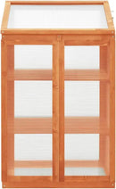 Solid Firwood Garden Portable Wooden Greenhouse with 2 Shelves and Open Bottom, Mini Greenhouse Cabinet 23.6"x17.7"x39.4"/Brown by GreenHaven Gardens