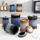 Nihow Ceramic Food Storage Jar Sets: Container with Air Tight Ceramic Lid for Flour/Sugar/Rice/Coffee/Cookies/Candy - Seal Damp-proof Canister for The Kitchen - Set of 4 (Gray) by CozyNest Decor