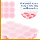 Samuelworld Baby Breast Milk and Food Storage Container, 12 Portions x 2.5oz, Stackable Food Grade Silicone Tray with Clip-On Hard Lid for Homemade Purees, Vegetables & Fruits - Pink by TinyTreasures Baby Boutique