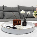 13" Round Decorative Tray, White Serving Tray with Handles, Plastic Coffee Table Tray for Ottoman, Living Room, Bathroom, Décor. by CozyNest Decor