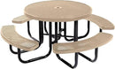 Coated Outdoor Furniture Heavy-Duty Portable Outdoor Picnic Table with Umbrella Hole, Punched Steel Commercial-Grade Patio Dining Furniture Made in America (46" Round Top, Tan) by GreenHaven Gardens