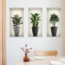 3D Green Pot Plants Wall Decals, Tropical Potted Wall Stickers, Creative Vinyl Peel and Stick Removable Wall Art Decor for Bedroom Living Room Kitchen(3D Green Plants 02) by TinyTreasures Baby Boutique