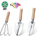 Garden Tool Set, 3 Pieces Gardening Kit with Garden Plant Twist Tie and Plastic Plant Tag, Stainless Steel Heavy Duty Garden Tools with Wooden Handle, Gardening Gifts for Women by GreenHaven Gardens