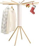 LEQ Drying Rack Portable,Foldable Drying Rack Clothing with 12 Wood Drying Arms, Standing Laundry Hanger Rack Round Collapsible & Portable Handle for Laundry Room, Balcony, Bedroom, RV by CozyNest Decor