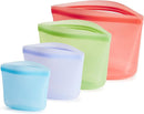 Stasher Premium Silicone Reusable Food Storage Bags, 4-Pack, Multi, Multi-Use Food Storage Bags, Lunch Bag, Travel Containers, BPA Free, Leak-free, Dishwasher-Safe, Eco-friendly by TinyTreasures Baby Boutique