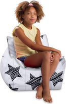Posh Creations Bean Bag Chair Structured Comfy Seat for Gaming, Reading and Watching TV, for Children, Newport Chair, Canvas - Sketchy Stars by TinyTreasures Baby Boutique