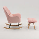 Boucle Rocking Chair with Ottoman and Pillow, Sherpa Furry Accent Arm Chair Lounger, Teddy Fabric Glider Rocker Chair for Living Room/Bedroom/Nursery, High Back, Pink by TinyTreasures Baby Boutique