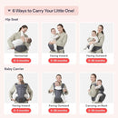BabbleRoo Grow Carrier – Safety-Certified 6-in-1 Baby Carrier with Hip Seat, Ergonomic & Adjustable Toddler Carrier 7-50 lbs with Hip Support, Hood for Sun Protection, Newborn to Toddler, Gray by TinyTreasures Baby Boutique