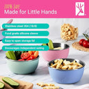 Elk and Friends Stainless Steel Bowls + Silicone Sleeve and Storage Lid | Baby, Toddler, Kids | Cereal & Snack Bowls | Storage Containers | Dishwasher Safe | 4 Pack by TinyTreasures Baby Boutique