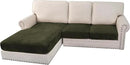 H.VERSAILTEX Velvet Stretch Sectional Couch Covers 3 Pieces Sofa Seat Cushion Covers L Shape Separate Couch Cover for Both Left/Right Sectional Couch (Large Sofa 2 Seater + 1 Chaise, Olive) by CozyNest Decor