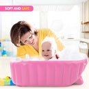 Inflatable Baby Bathtub, Portable Infant Toddler Bathing Tub Non Slip Travel Bathtub Mini Air Swimming Pool Kids Thick Foldable Shower Basin with Air Pump, Pink by TinyTreasures Baby Boutique