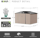 Aoxun 10x8 FT Outdoor Storage Shed with Double Hinged Large Door Utility Garden Shed with Lockable Door & Sloped Roof Metal Sheds Outdoor Storage for Garden, Backyard, Patio and Backyard, Brown by GreenHaven Gardens