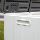 100 GAL Resin Deck Box - Lockable Waterproof Outdoor Storage Bench for Patio Cushions, Garden Tools & Pool Accessories - Wood-Look Texture, White by GreenHaven Gardens
