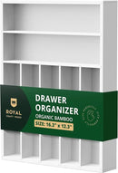 ROYAL CRAFT WOOD Luxury Bamboo Kitchen Drawer Organizer - Silverware Organizer - Utensil Holder and Cutlery Tray with Grooved Drawer Dividers for Flatware and Kitchen Utensils (7 Slot, White) by CozyNest Decor
