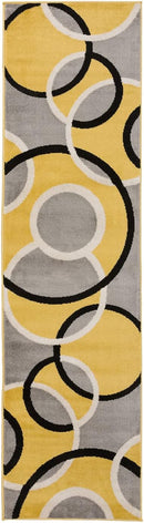Rugshop Contemporary Abstract Circles Easy Maintenance for Home Office,Living Room,Bedroom,Kitchen Soft Runner Rug 2' x 10' Yellow by TinyTreasures Baby Boutique