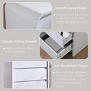25" Tall Modern Nightstand Set of 2, 23.6" Wide Wood Bedside Table with Charging Station, 3 Storage Drawers Side Table w/Curved Profile Design, End Table for Bedroom, White by CozyNest Decor
