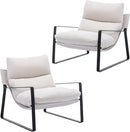 DUOMAY Mid-Century Accent Chair Armchair Set of 2, Comfy Linen Fabric Leisure Chair Lazy Chair with Metal Leg for Living Room Bedroom Office Apartment, White by CozyNest Decor