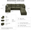 mopio Oversized Modular Sectional Sofa with Fully Removable Covers and Storage, Convertible U, L-Shaped and Sleeper Sectional, Modern Couches with Ottoman Chaise (Olive Green Velvet, 7 Seats, U) by CozyNest Decor