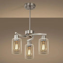3-Light Brushed Nickel Pendant Lighting for Kitchen Island, Hanging Dining Room Light Fixtures Over Table, Industrial Chandelier for Entryway Hallway Foyer Bedroom, Clear Glass Shade by CozyNest Decor