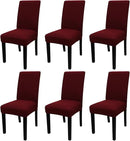JQinHome 6 Pcs Dining Chair Slipcover,High Stretch Removable Washable Chair Seat Protector Cover for Home Party Hotel Wedding Ceremony (Burgundy) by CozyNest Decor