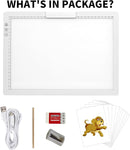 KOBAIBAN Wireless A4 LED Light Pad with Innovative Stand, Top Clip, Stepless/ 6-Level Dimmable Brightness Rechargeable tracing Light Box/Board for Cricut Weeding Vinyl, Diamond Painting, HTV (White) by TinyTreasures Baby Boutique