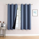 ChrisDowa 100% Blackout Curtains for Bedroom with Black Liner, 2 Thick Layers Total Blackout Thermal Insulated Grommet Window Curtains 2 Panels Set (Stone Blue, 42 x 63 Inch) by TinyTreasures Baby Boutique