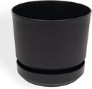 Elly Décor 10 inch Plastic Cylinder Planter Pot with Self-Watering Saucer and Drainage Hole,Lightweight & Extremely Durable, 10"x 10", Black by GreenHaven Gardens