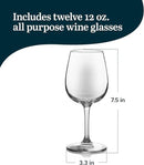 Libbey All-Purpose Wine Party Glasses, 12.75-ounce, Set of 12 by CozyNest Decor