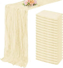 10FT 20 Pack Beige Cheesecloth Table Runner 20 x 120 Inch Long Rustic Gauze Fabric Cheese Cloth Table Runner for Wedding Bridal Baby Shower Table Decorations Boho Sheer Birthday Party Table Decor by CozyNest Decor