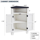Corner Bathroom Cabinet, Farmhouse Small Corner Cabinet with Barn Door & Adjustable Shelf, Storage Cabinets for Bathroom, Kitchen, Living Room, Off White by CozyNest Decor