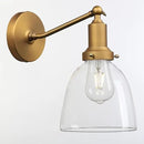 PERMO Industrial Vintage Slope Pole Wall Mount Single Sconce with 6.7" Oval Dome Clear Glass Shade Wall Sconce Light Fixture (Antique Gold) by CozyNest Decor